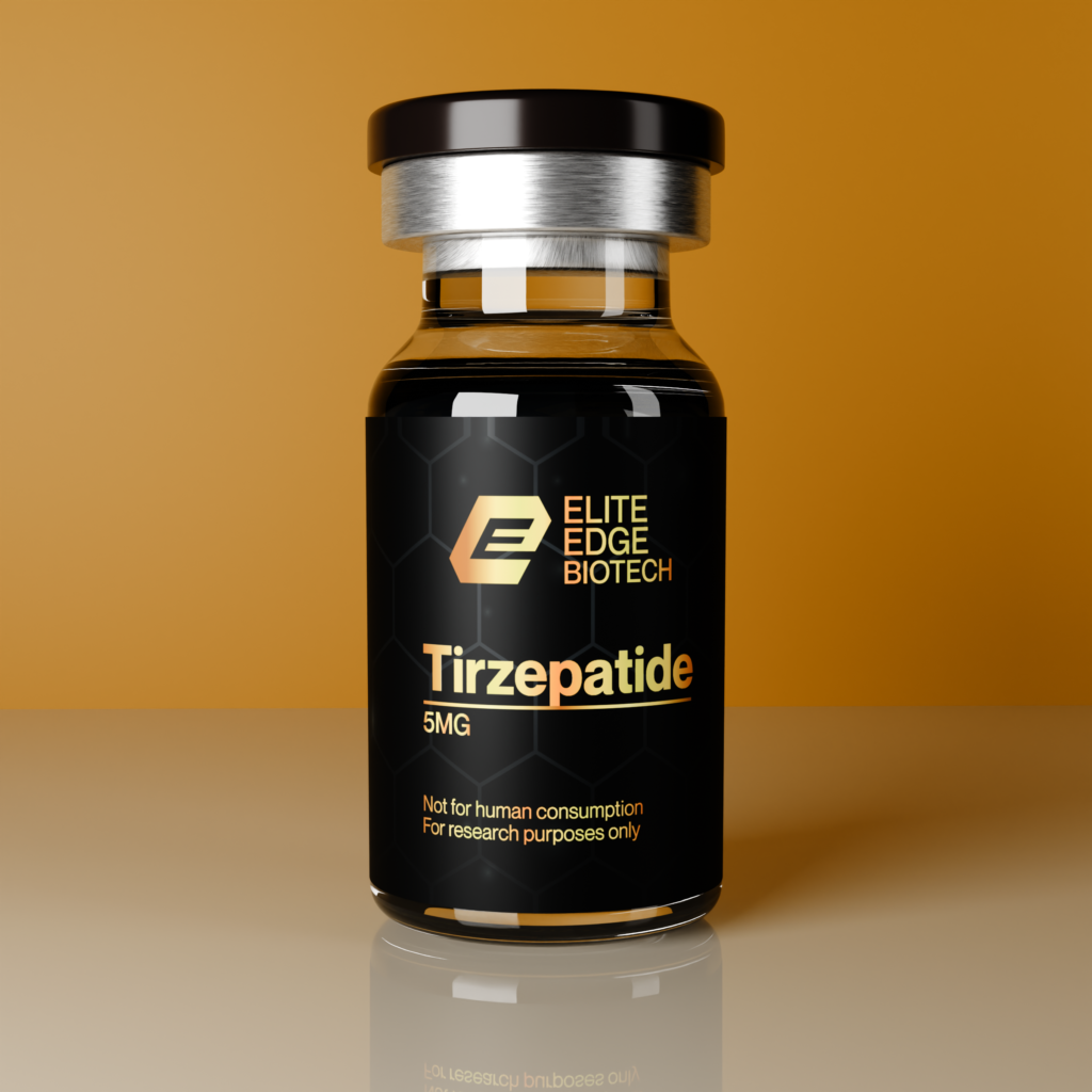 Elite Edge Biotech Tirzepatide 5mg vial, GIP/GLP-1 dual agonist research peptide