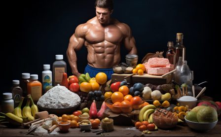 Feast of Strength: Bodybuilder and Abundant Nutrition